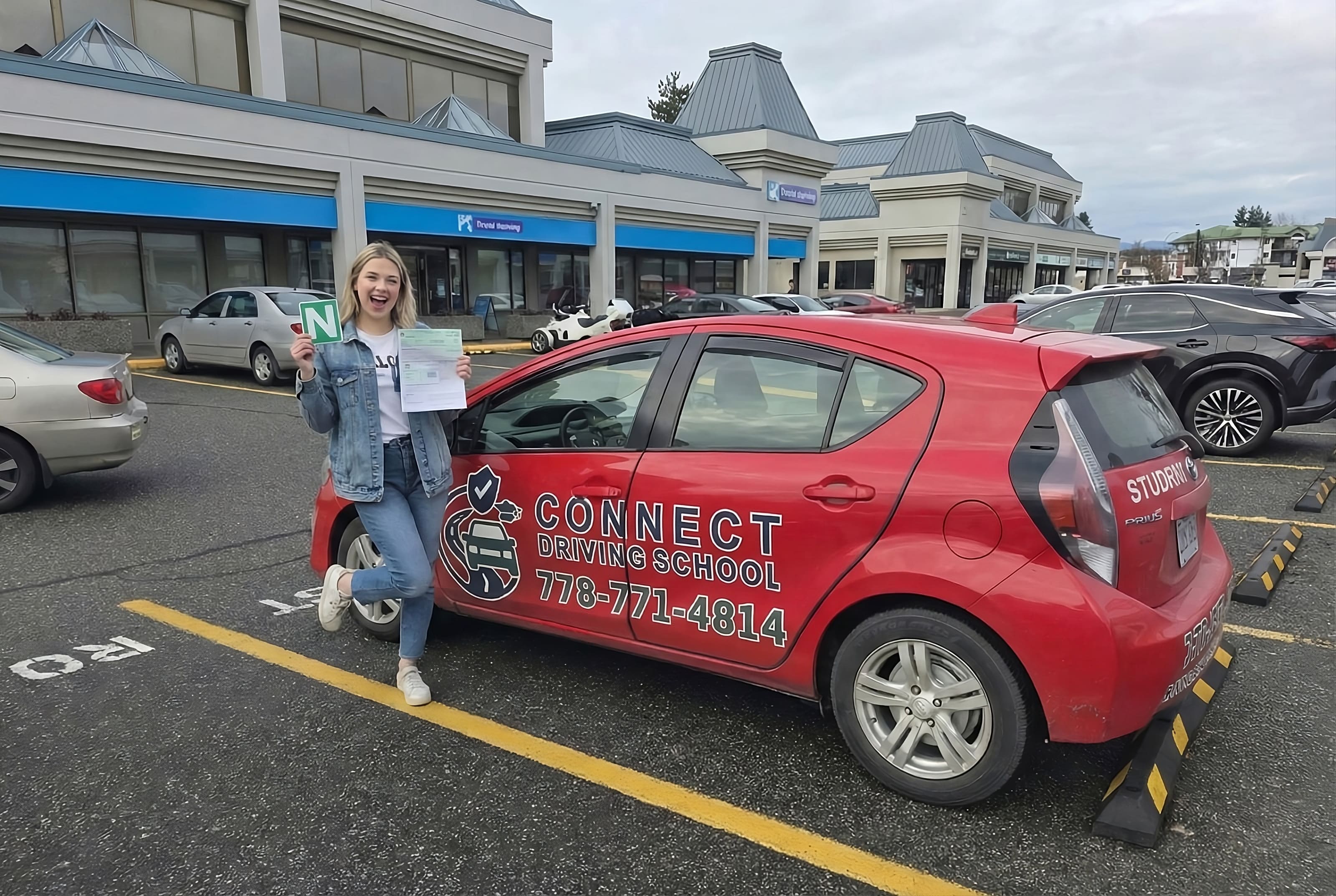 Happy student driver passed test